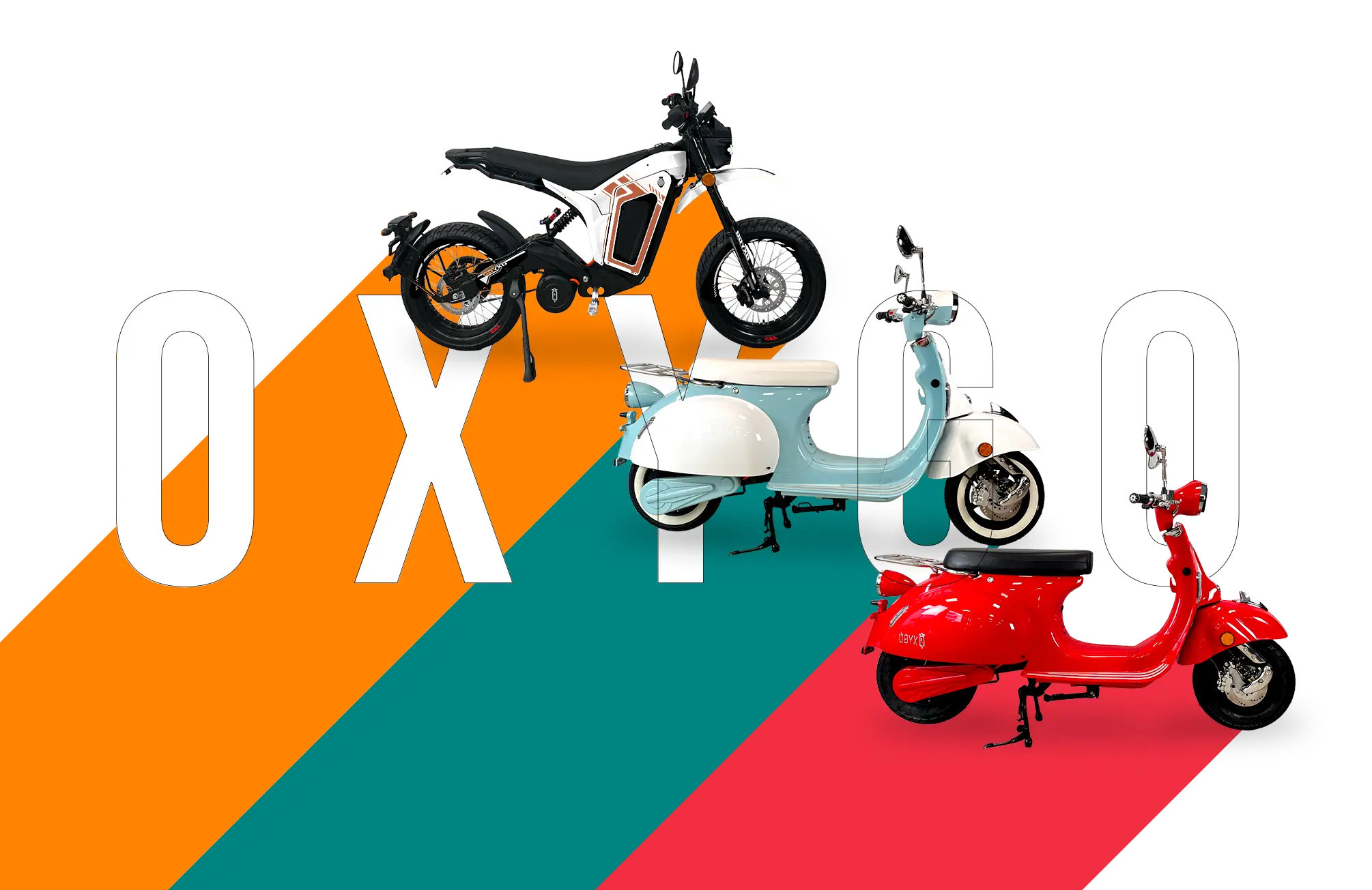 Composition nouveautés visuels de trois scooters et coloris